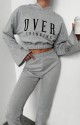 PN-0164Ü BAYAN BASKILI CROP TOP KAPÜŞONLU SWEATSHIRT