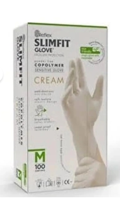Reflex Slimfit Glove M Cream (Krem) Pudrasız Muayene Eldiven 100lü