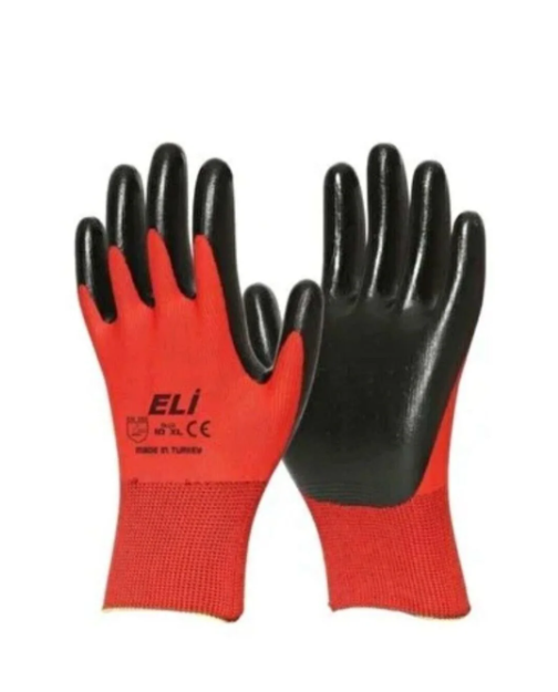  Eli Nitril 007 Iş Eldiveni No:10 Xl 1 Adet Kırmızı-siyah